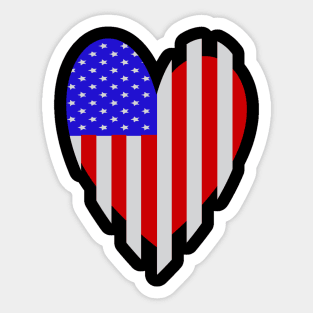 USA Red Heart Love Flag Sticker